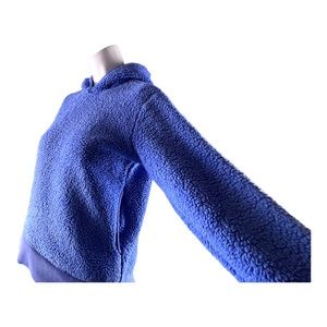 Athleta Girl LARGE HOODIE SOFTEST blue sherpa hoodie kangaroo front pocket cozy